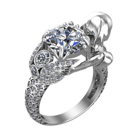 4.92 Ctw VS/SI1 Diamond 14k white Gold Vintage Style Engagement Ring (ALL D