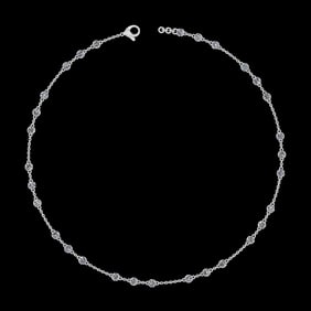 0.90 Ctw VS/SI1 Diamond 14K White Gold Yard Necklace (ALL DIAMOND ARE LAB G