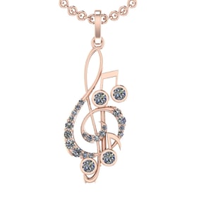 0.81 Ctw SI2/SI1 Diamond 14k Rose Gold musical instruments theme Pendant (A