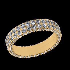 2.27 Ctw VS/SI1 Diamond Prong Set 10K Yellow Gold Eternity Band Ring (ALL D