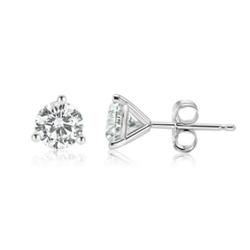 1 ctw 14K White Gold 4 Prong Basket Pushback Round Stud (LAB-GROWN)