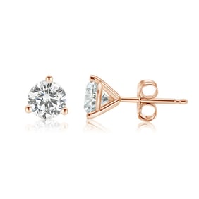 3.21 ctw 14k Rose Gold 4 Prong Basket Pushback Round Stud (LAB GROWN DIAMON