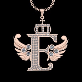 4.47 Ctw VS/SI1 Diamond Prong Set 18K Rose Gold Letter theme ( E) Necklace