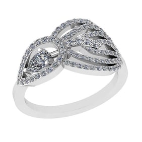 0.67 Ctw VS/SI1 Diamond 14K White Gold Vintage Style Engagement Ring