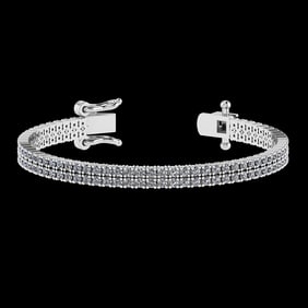 3.48 Ctw VS/SI1 Diamond 14K White Gold 2 Row Bracelet (ALL DIAMOND ARE LAB