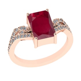 2.77 Ctw VS/SI1 Ruby and Diamond 14k Rose Gold Engagement Ring (ALL DIAMOND