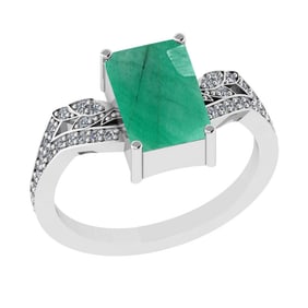 2.77 Ctw VS/SI1 Emerald and Diamond 14k white Gold Engagement Ring (ALL DIA