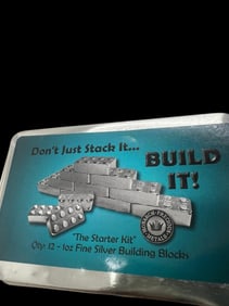 LOT OF 12 x 1 oz .999 Fine Silver poured bullion art bar building block wit