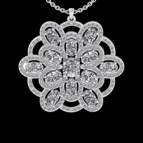 4.28 Ctw VS/SI1 Diamond 18K White Gold Necklace (ALL DIAMOND ARE LAB GROWN