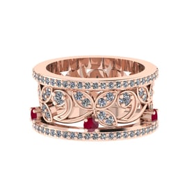 1.79 Ctw VS/SI1 Ruby and Diamond 14k Rose Gold Engagement Ring (ALL DIAMOND