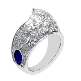 1.57 Ctw VS/SI1 Blue Sapphire and Diamond 14K White Gold Engagement Ring (A