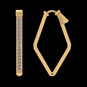 0.96 Ctw VS/SI1 Diamond 14K Yellow Gold Hoop Earrings (ALL DIAMOND ARE LAB