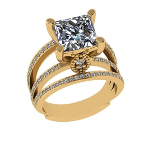 2.70 Ctw VS/SI1 Diamond 14k Yellow Gold Engagement Ring (ALL DIAMOND ARE LA