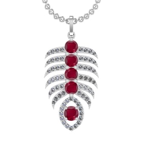 4.60 Ctw VS/SI1 Ruby and Diamond 14k white Gold Pandant (ALL DIAMOND ARE LA