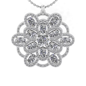 4.28 Ctw VS/SI1 Diamond 14K White Gold Necklace (ALL DIAMOND ARE LAB GROWN