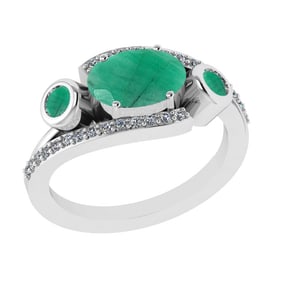 2.94 Ctw VS/SI1 Emerald and Diamond 14k white Gold Engagement Ring (ALL DIA