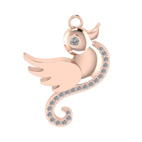 0.20 Ctw VS/SI1 Diamond 14k Rose Gold Birds Theme Pendant (ALL DIAMOND ARE