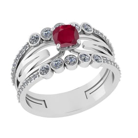 1.03 Ctw VS/SI1 Ruby and Diamond 14k white Gold Engagement Ring (ALL DIAMON