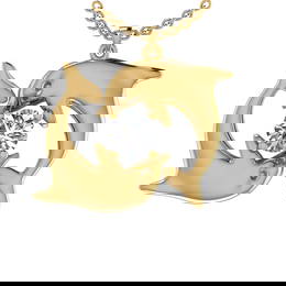 0.60 Ctw VS/SI1 Diamond 10K Yellow Gold Fish Pendant (ALL DIAMOND ARE LAB G