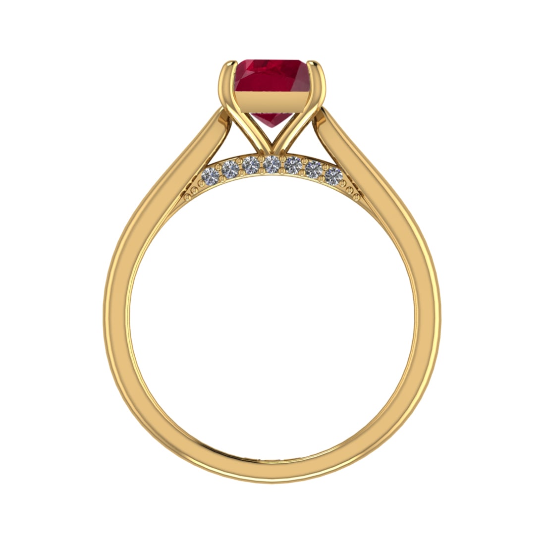 0.82 Ctw VS/SI1 Ruby and Diamond 14k Yellow Gold Engagement Ring (ALL DIAMO: Center Stone Weight :-0.75 Ctw ( Princess Cut) Center Stone Color :-Ruby Center Stone Setting : Prong Side Diamond Weight Of Ctw :- 0.07 Ctw Color : J-K Clarity : VS/SI1 Daimond Setting : Prong Metal