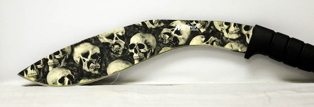 M-TECH USA KUKRI STYLED MACHETE W/ WHITE SKULLS: M-TECH USA KUKRI STYLED MACHETE W/ WHITE SKULLS **|**|** M-TECH USA KUKRI STYLED MACHETE W/ WHITE SKULLS