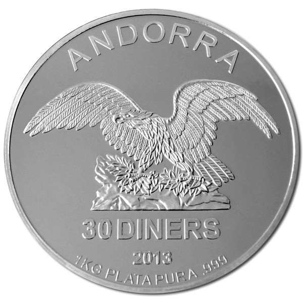 Andorra 30 Diner 1 Kilo Silver Eagle 2013: #13530v2 Andorra 30 Diner 1 Kilo Silver Eagle 2013 **|**|** Andorra 30 Diner 1 Kilo Silver Eagle 2013