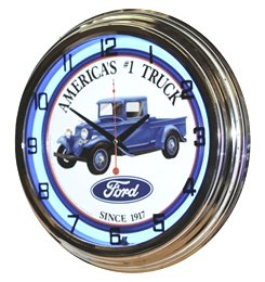 VINTAGE STYLE 17" FORD NEON WALL CLOCK: VINTAGE STYLE 17" FORD NEON WALL CLOCK **|**|** VINTAGE STYLE 17" FORD NEON WALL CLOCK