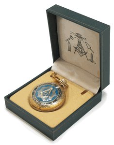 BLUE MASONIC COLLECTIBLE POCKET WATCH W/GIFT BOX: BLUE MASONIC COLLECTIBLE POCKET WATCH W/GIFT BOX **|**|** BLUE MASONIC COLLECTIBLE POCKET WATCH W/GIFT BOX