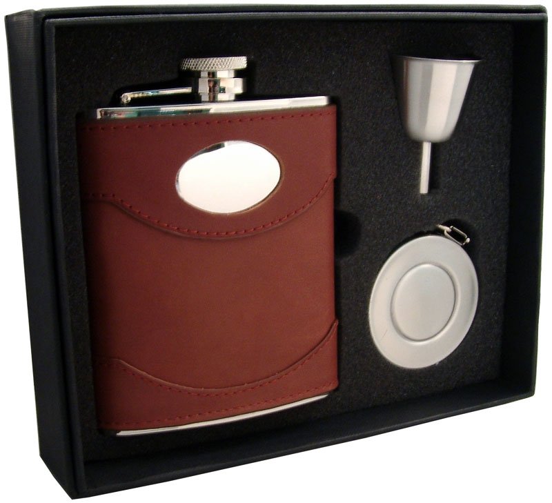 Visol Armstrong 6oz Brown Leather Stellar Flask Gift Se: Visol Armstrong 6oz Brown Leather Stellar Flask Gift Se **|**|** Visol Armstrong 6oz Brown Leather Stellar Flask Gift Set