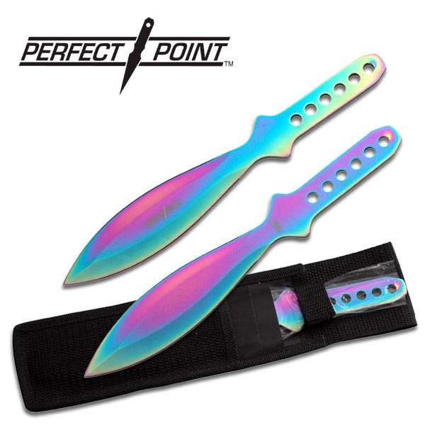 9" 2 PIECE RANBOW TITANIUM COATED THROWING KNIVES: 9" 2 PIECE RANBOW TITANIUM COATED THROWING KNIVES **|**|** 9" 2 PIECE RANBOW TITANIUM COATED THROWING KNIVES