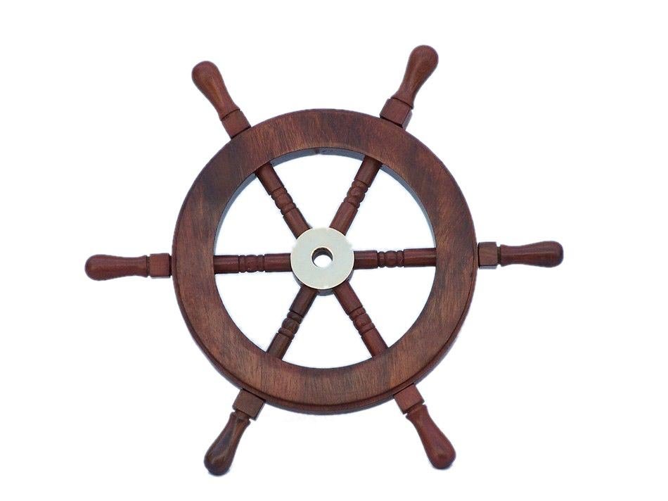 NAUTICAL DELUXE CLASS HAMPTON WOOD AND SOLID BRASS 9" S: NAUTICAL DELUXE CLASS HAMPTON WOOD AND SOLID BRASS 9" S **|**|** NAUTICAL DELUXE CLASS HAMPTON WOOD AND SOLID BRASS 9" SHIP WHEEL
