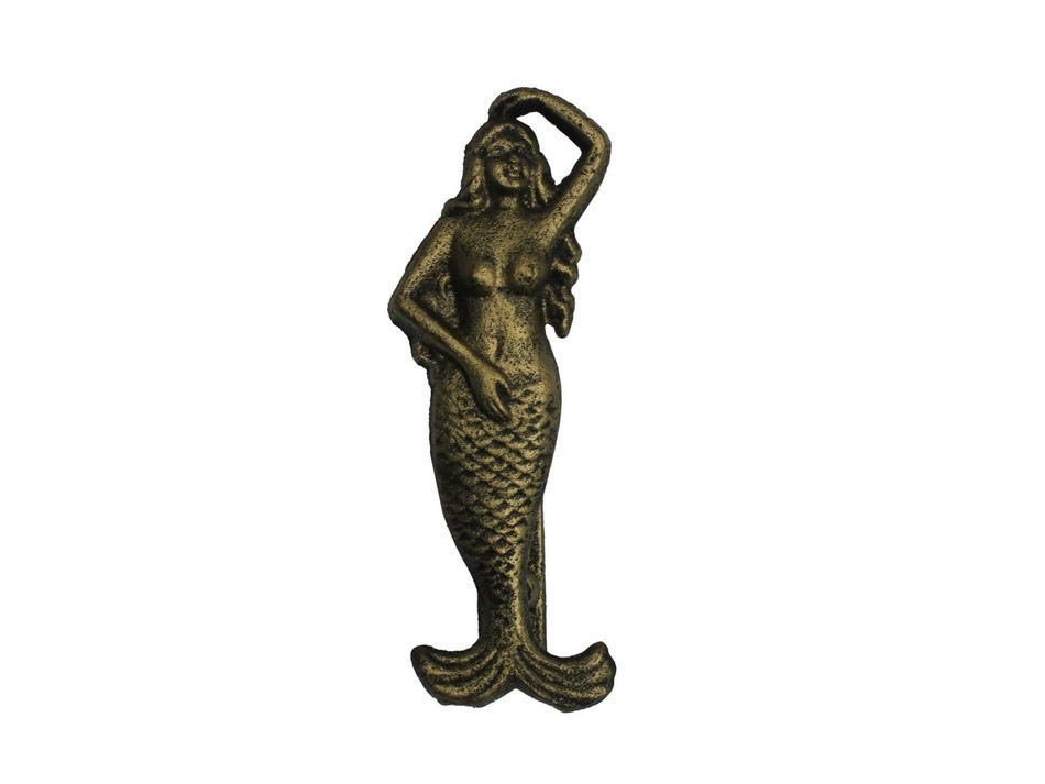 Nautical Decor Rustic Gold Cast Iron Mermaid Door Knock: Nautical Decor Rustic Gold Cast Iron Mermaid Door Knock **|**|** Nautical Decor Rustic Gold Cast Iron Mermaid Door Knocker 7"