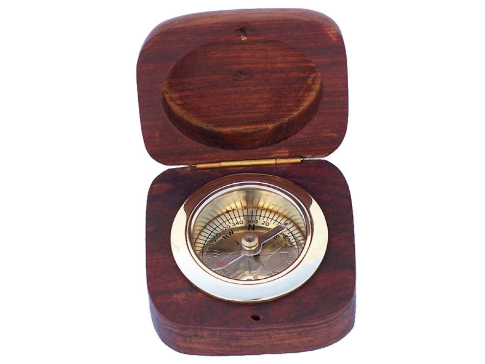 NAUTICAL 3" BRASS DESCK COMPASS W/ROSEWOODBOX: NAUTICAL 3" BRASS DESCK COMPASS W/ROSEWOODBOX **|**|** NAUTICAL 3" BRASS DESCK COMPASS W/ROSEWOODBOX