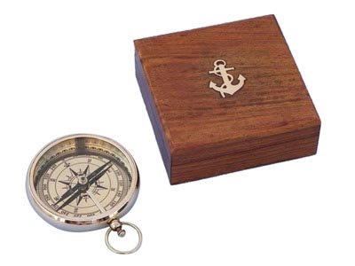 Nautical Solid BrassBeveled Lensatic Compass w/ Rosewoo: Nautical Solid BrassBeveled Lensatic Compass w/ Rosewoo **|**|** Nautical Solid BrassBeveled Lensatic Compass w/ Rosewood Box 4"