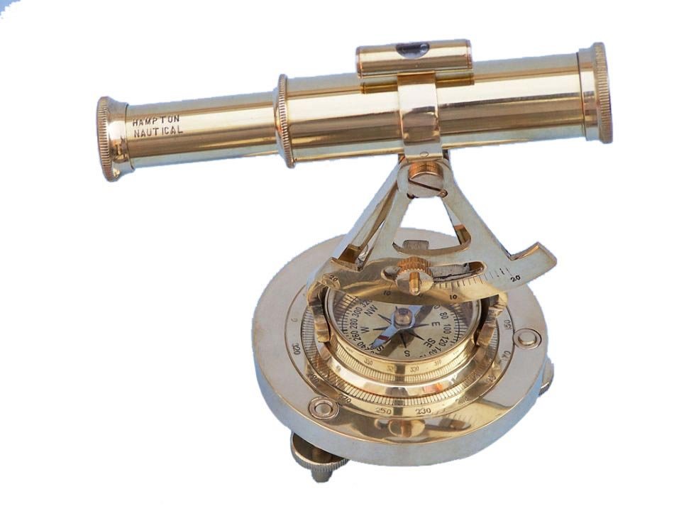 COLLECTIBLE SOLID BRASS NAUTICAL ALIDADE 7" COMPASS: COLLECTIBLE SOLID BRASS NAUTICAL ALIDADE 7" COMPASS **|**|** Originally just a simple ruler with a sight attached at either end, the alidade came to be an important tool in nautical life. With Europea