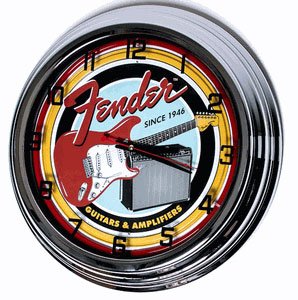 FENDERS GUITAR RED NEON WALL CLOCK: FENDERS GUITAR RED NEON WALL CLOCK **|**|** FENDERS GUITAR RED NEON WALL CLOCK