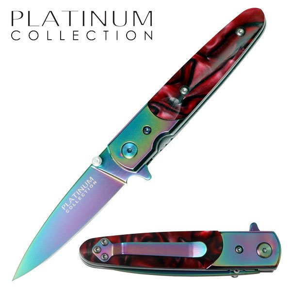 6.75" RED WINE SPRING ASSISTED KNIFE W/METAL POCKET CLI: 6.75" RED WINE SPRING ASSISTED KNIFE W/METAL POCKET CLI **|**|** 6.75" RED WINE SPRING ASSISTED KNIFE W/METAL POCKET CLIP