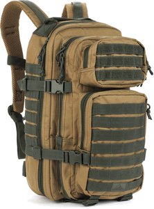 ASSAULT BACKPACK: ASSAULT BACKPACK **|**|** Red Rock Outdoor Gear Rebel Assault Coyote Brown Pack. Measures 9.5" x 12.5" x 18". 600 Denier PVC lined polyester construction. Features four expanding compartments that pro
