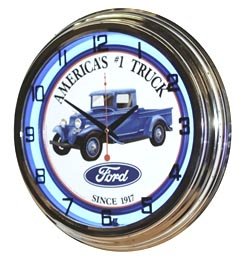 VINTAGE STYLE FORD EDITION 17" BLUE NEON WALL CLOCK: VINTAGE STYLE FORD EDITION 17" BLUE NEON WALL CLOCK **|**|** VINTAGE STYLE FORD EDITION 17" BLUE NEON WALL CLOCK