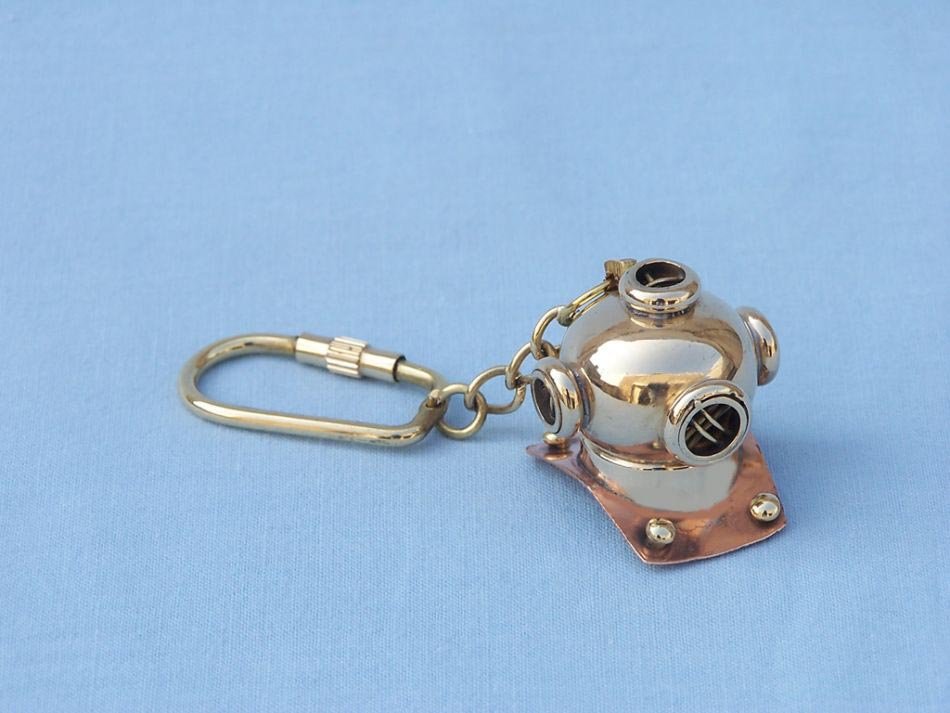 5" Solid Brass/Copper Diving Helmet Key Chain: 5" Solid Brass/Copper Diving Helmet Key Chain **|**|** 5" Solid Brass/Copper Diving Helmet Key Chain #13351v2