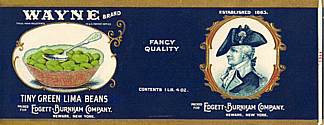 General Wayne Tiny Green Lima Beans Can Label: General Wayne Tiny Green Lima Beans Can Label **|**|** 11 1/4" wide vintage label. Heavily embossed and gilded stone litho. Beautiful. These labels are unused stock #46941v2
