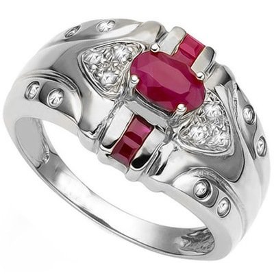 GENUINE .81 CTW RUBY PLATINUM PLATED .925 STERLING SILV: GENUINE .81 CTW RUBY PLATINUM PLATED .925 STERLING SILV **|**|** GENUINE .81 CTW RUBY PLATINUM PLATED .925 STERLING SILVER RING #42613v2