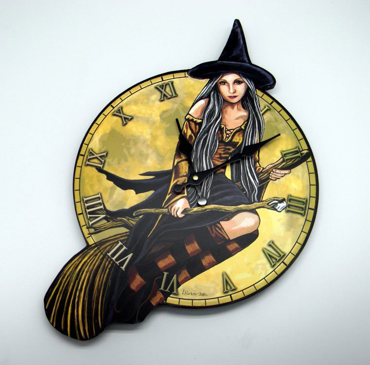 Lisa Parker designer Witch Clock 18" x 12": Lisa Parker designer Witch Clock 18" x 12" **|**|** Lisa Parker designer Witch Clock 18" x 12" #48406v2