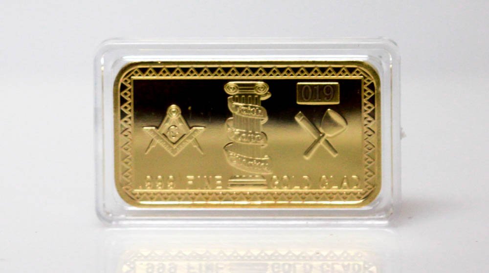 .999 FINE MASONIC GOLD CLAD BAR: .999 FINE MASONIC GOLD CLAD BAR **|**|** .999 FINE MASONIC GOLD CLAD BAR #31232v1