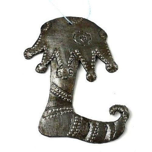 Stocking Design Steel Drum Ornament - Croix des Bouquet: Stocking Design Steel Drum Ornament - Croix des Bouquet **|**|** This tree decoration is handmade in Haiti from scrap steel drums. Light enough to hang well on a tree #HMDHOL-ST-534041 #86621v2