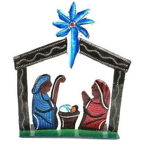 Standing Table Top Painted Nativity - Croix des Bouquet: Standing Table Top Painted Nativity - Croix des Bouquet **|**|** Hand-cut and embossed from steel drums by Haitian artisans #HMDNAT8-534110 #86635v2