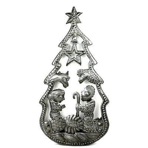 Christmas Tree Nativity Wall Art - Croix des Bouquets (: Christmas Tree Nativity Wall Art - Croix des Bouquets ( **|**|** Hand-cut and embossed from steel drums by Haitian artisans #HMDNAT13-534115 #87733v2