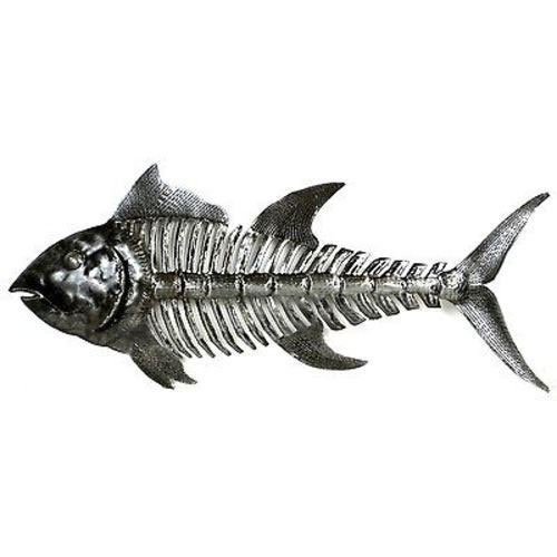 Fish Bones Metal Art - Croix des Bouquets: Fish Bones Metal Art - Croix des Bouquets **|**|** Hand-cut and embossed from steel drums in Haiti #HMDFISHB #87493v2