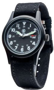 SMITH AND WESSON WATCH: SMITH AND WESSON WATCH **|**|** HUMVEE TACTICAL RECON KNIFE; SERRATED EDGE; THUMB STUD, G10 HANDLE #70776v2