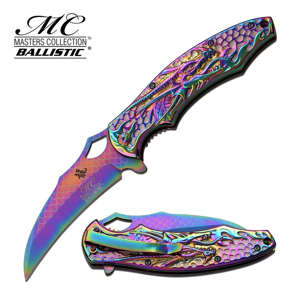 MASTER COLLECTION 8.5" S/A POCKER KNIFE; LASER ETCHED T: MASTER COLLECTION 8.5" S/A POCKER KNIFE; LASER ETCHED T **|**|** MASTER COLLECTION 8.5" S/A POCKER KNIFE; LASER ETCHED TITANIUM COATED BLADE; POCKET CLIP #88675v2